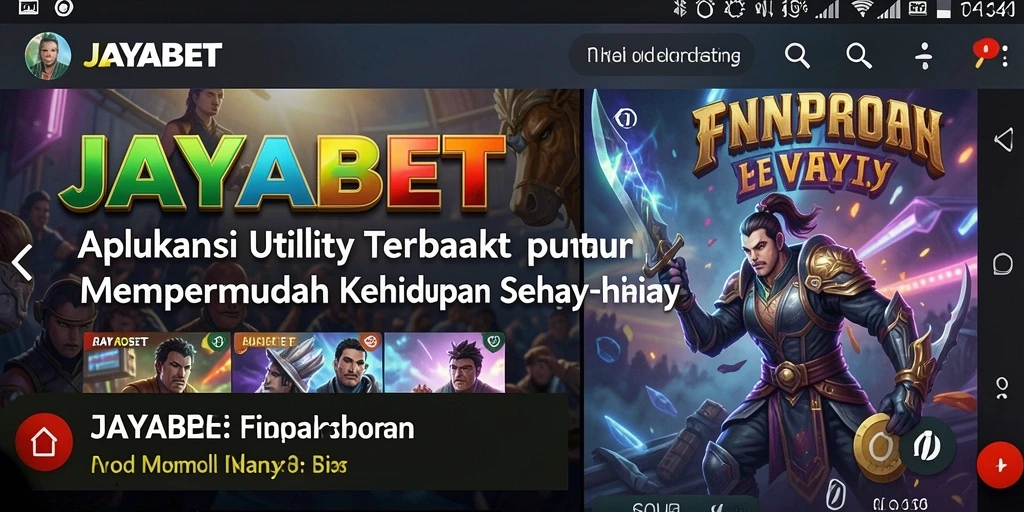 Tampilan utama JAYABET menampilkan fitur-fitur Utility yang mudah diakses.