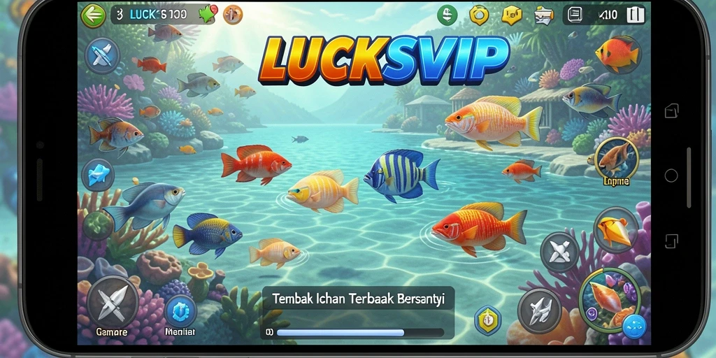Tampilan gameplay seru di LUCKSVIP dengan ikan berwarna-warni.