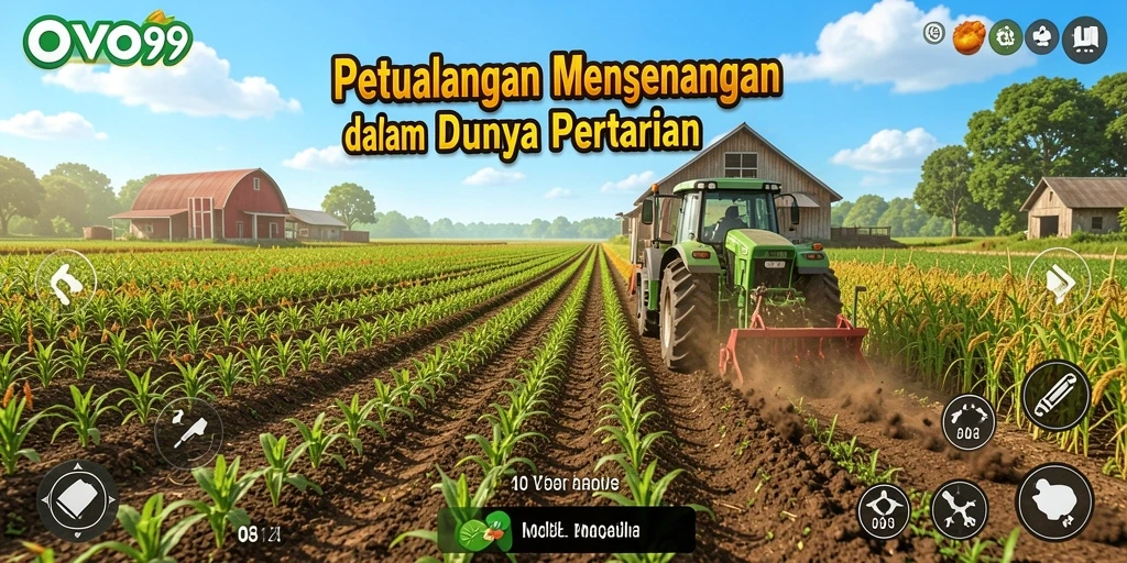 Tampilan gameplay OVO99 dengan aktivitas pertanian yang menarik.