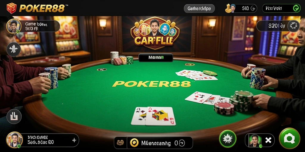 Screenshot gameplay POKER88 yang menampilkan momen seru bermain Gaple.
