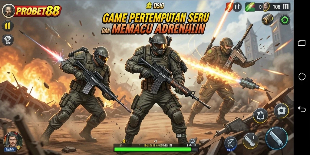 Tangkapan layar PROBET88 menampilkan aksi pertempuran yang intens dan mendebarkan.
