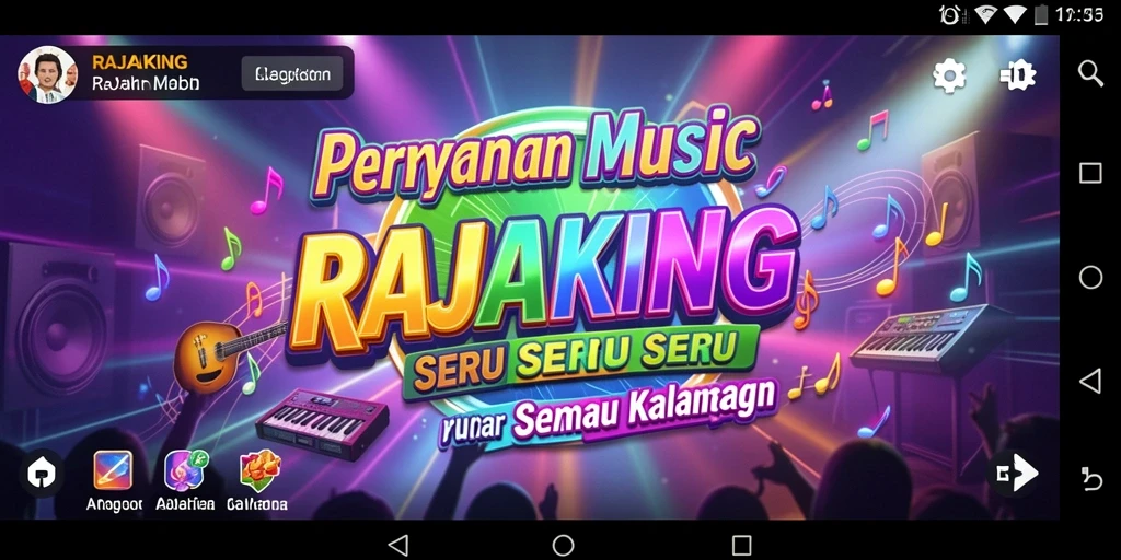 Tampilan gameplay RAJAKING dengan pengguna yang sedang bernyanyi.