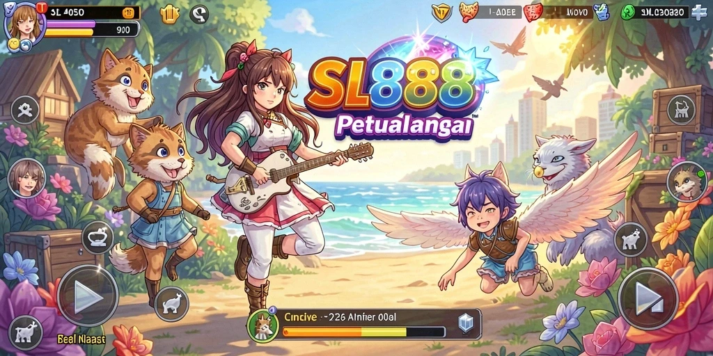 Tangkapan layar SL888 menampilkan aksi pertempuran karakter Anime.