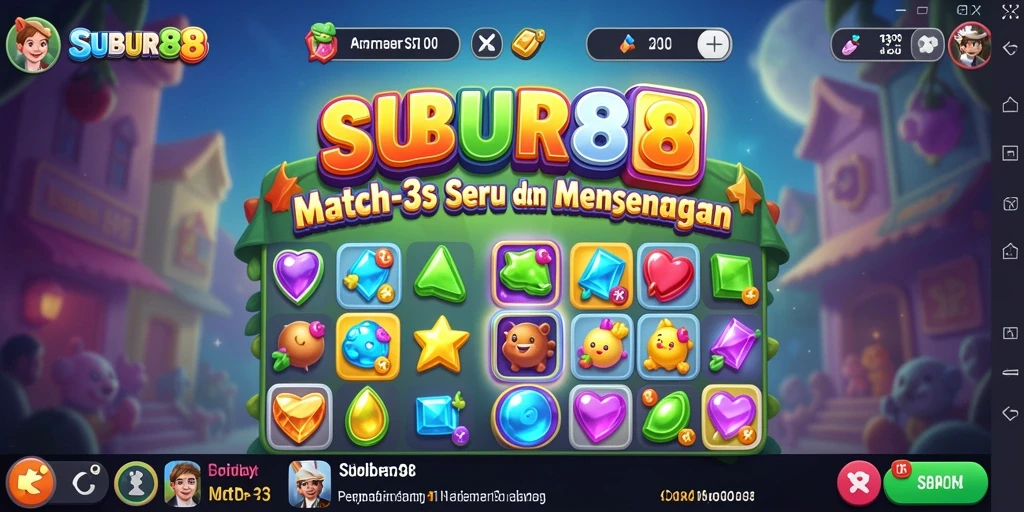 Tampilan menarik dari gameplay SUBUR88 saat memecahkan level match-3.
