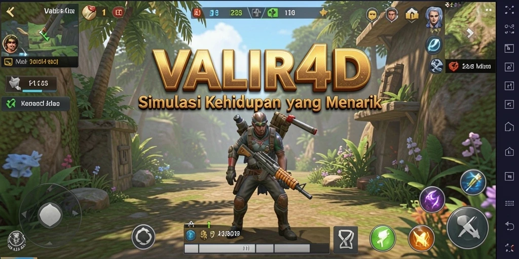 Screenshot gameplay VALIR4D menunjukkan aktivitas sosial yang dinamis.